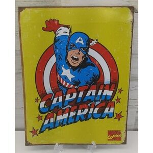 Marvel Comics Captain America Retro Tin Sign Vintage Style Metal Wall Art 2007